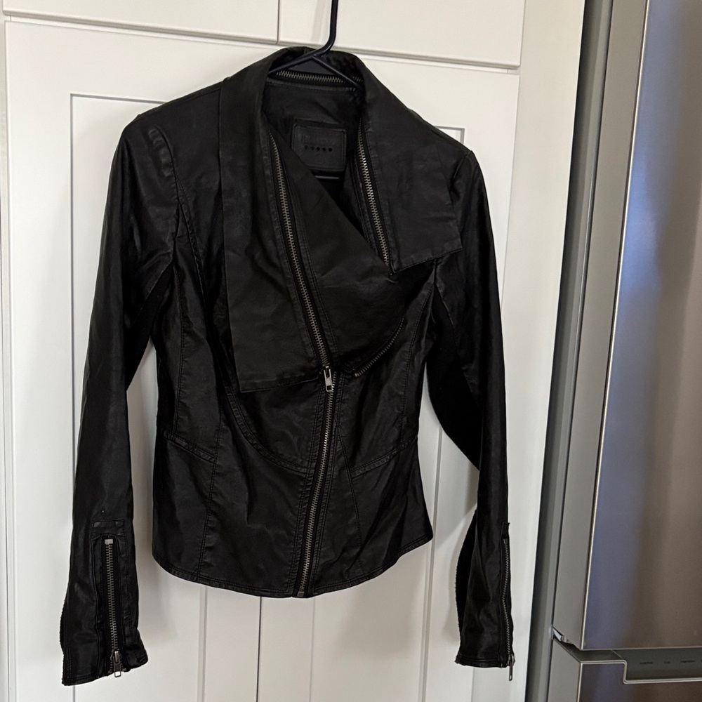 Blank NYC Black Asymmetrical Leather Moto Jacket